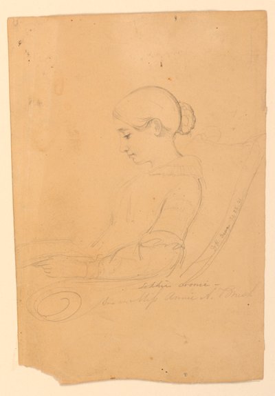 Estudo de retrato de Annie A. Brush, sentada de perfil de Daniel Huntington