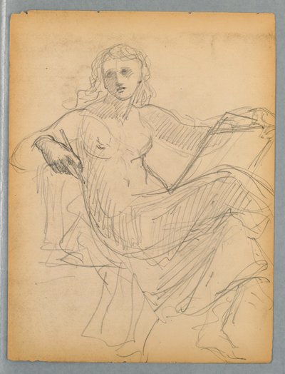 Esboço de mulher sentada para a Academia Nacional de Design Tympanum de Daniel Huntington
