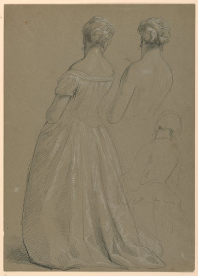 Estudos de mulher em pé para "The Republican Court" (Dia de Recepção de Lady Washington) de Daniel Huntington