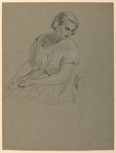 Estudo da Mulher Sentada para "The Republican Court" (Dia de Recepção de Lady Washington) de Daniel Huntington