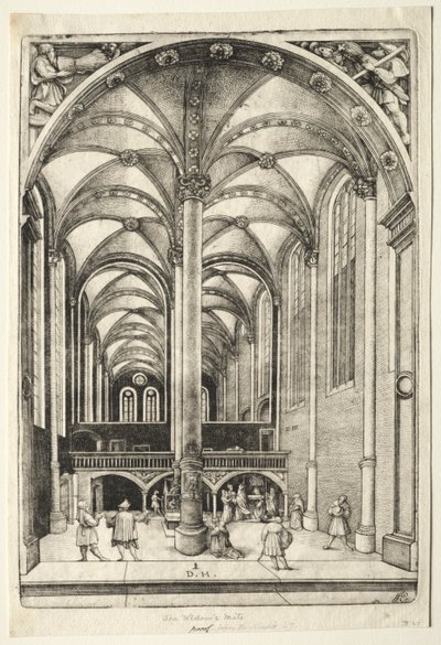 Vista no interior da Igreja de Santa Catarina em Augsburg de Daniel I Hopfer