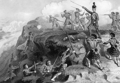 Os Highlanders atacando o reduto russo, Batalha da Alma, 1854, 1857 de Daniel John Pound