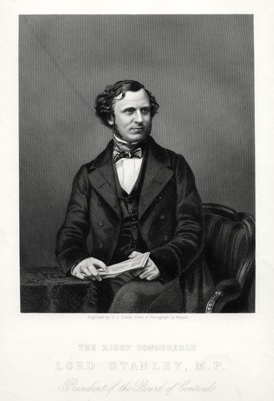 O honorável Edward Henry Stanley, 15º Conde de Derby, estadista britânico, c1880. de Daniel John Pound