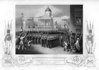 Partida da Guarda Granadeiro, Trafalgar Square, Londres, 1854 1857. de Daniel John Pound