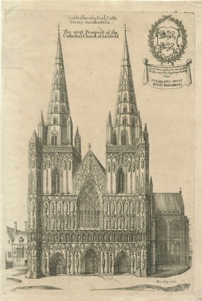 Catedral de Lichfield - Frente Oeste: gravura, sd [ Final do século XVII] de Daniel King