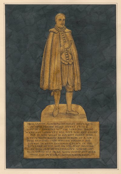 Placa de latão para Mathew Hunsley de Daniel Lysons