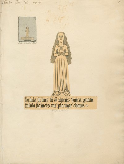 Placa de latão de uma mulher da Igreja Layton de Daniel Lysons