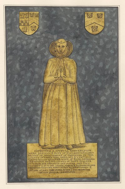 Latão revestido para Elizabeth Harvey da Igreja East Ham de Daniel Lysons