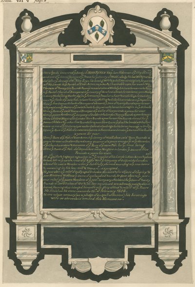 Memorial de John Peryn da Igreja Acton de Daniel Lysons