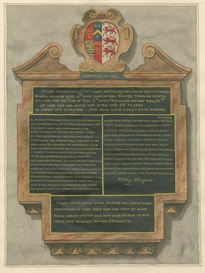 Memorial da Sra. Mary Skippon da Igreja Acton de Daniel Lysons