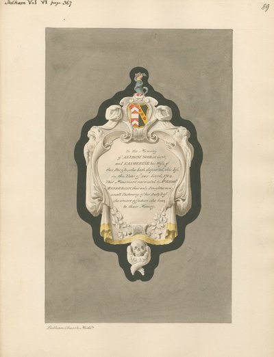 Memorial a Anthony e Katherine Nourse da Igreja Fulham de Daniel Lysons