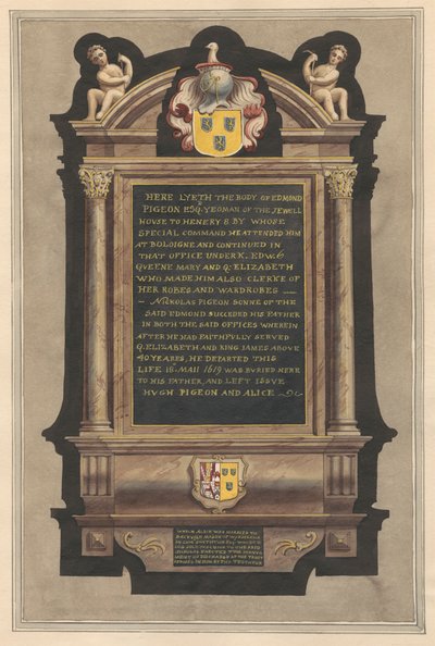 Memorial ao Pombo Edmond e ao Pombo Nickolas da Igreja Hampton de Daniel Lysons