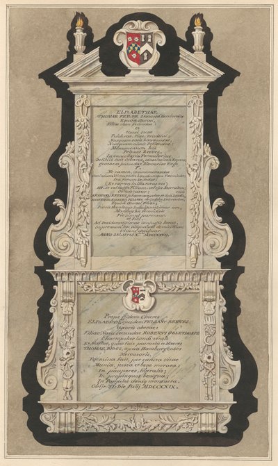 Memorial a Elizabeth Field e Elizabeth Reeves da Igreja de Cranford de Daniel Lysons