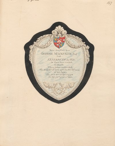 Memorial a George e Elizabeth MacKenzie da Igreja de Kensngton de Daniel Lysons