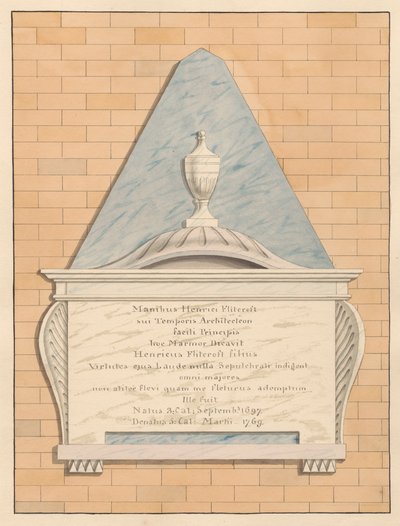 Memorial a Henry Flitcroft da Igreja de Teddington de Daniel Lysons
