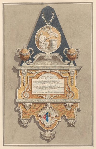 Memorial à Jane Coke, da Igreja de Sunbury de Daniel Lysons