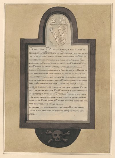 Memorial a Sir George Carey da Igreja Drayton de Daniel Lysons