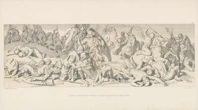 Harold, na frente do Standard da Inglaterra, é perfurado por uma flecha caindo de Daniel Maclise