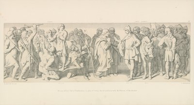 Morcar, eleito conde de Northumbria, no lugar de Tostig, Harold Mediates com os Nuneios da eleição de Daniel Maclise