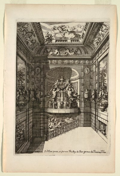 Placa em novos livros sobre pinturas para quartos e escadas de Daniel Marot