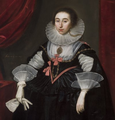 Detalhe do retrato de Elizabeth Cavendish, 1624 de Daniel Mytens