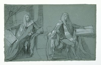Estudo para William Murray, Primeiro Conde de Mansfield, 1782-1783 (grafite e giz preto e branco em papel cinza-azulado) de Daniel Mytens