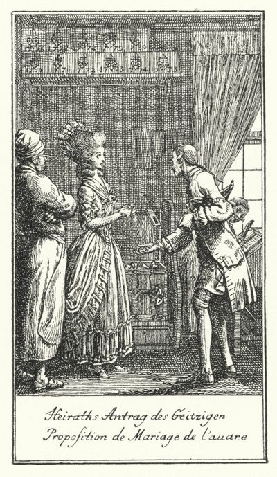 Proposta de Casamento do Miser (gravura) de Daniel Nikolaus (after) Chodowiecki