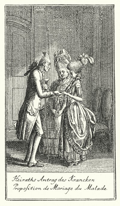 Proposta de Casamento do Doente (gravura) de Daniel Nikolaus (after) Chodowiecki