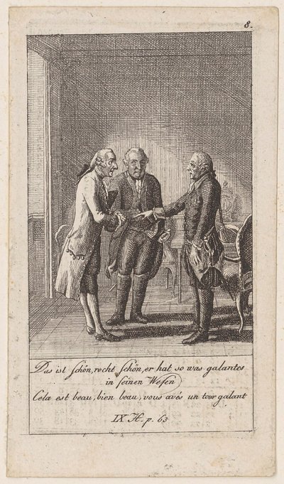 Prancha 8 de «Anedotas e traços de carácter de Frederico II, rei da Prússia» de Daniel Nikolaus Chodowiecki