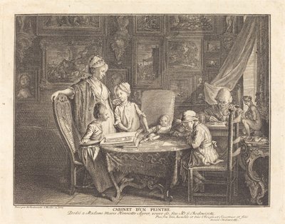 Gabinete de um pintor de Daniel Nikolaus Chodowiecki