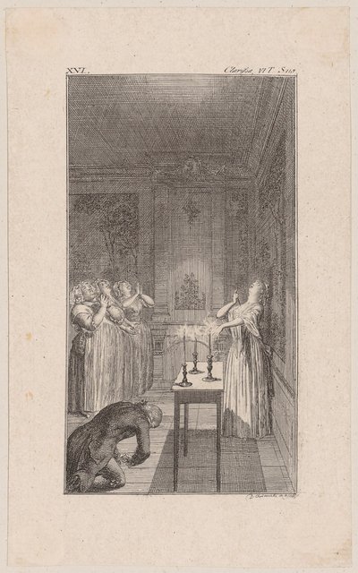 Clarisse ameaça Lovelace de o esfaquear de Daniel Nikolaus Chodowiecki