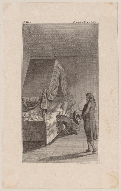 Clarisse a morrer na cama de dossel de Daniel Nikolaus Chodowiecki