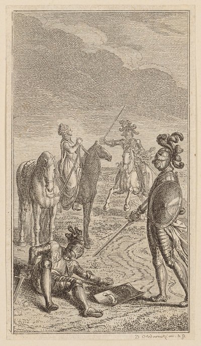 Rapto, ou o cavaleiro Karl von Eichenhorst e a senhorita Gertrude von Hochburg, folha da primeira edição dos "Poemas de Gottfried August Bürger" de Daniel Nikolaus Chodowiecki