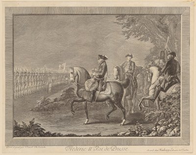 Rei Frederico II da Prússia, parada da guarda em Potsdam de Daniel Nikolaus Chodowiecki