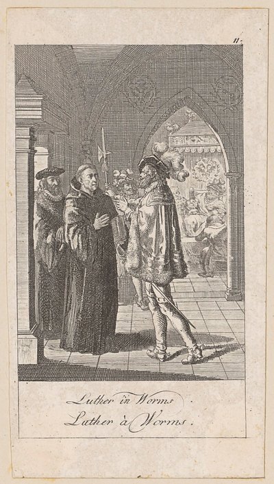 Lutero em Worms, prancha 11 da série «História antiga, medieval e moderna» de Daniel Nikolaus Chodowiecki