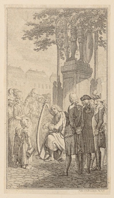 Minnesänger, página 1 da primeira edição de «Poemas de Gottfried August Bürger» de Daniel Nikolaus Chodowiecki