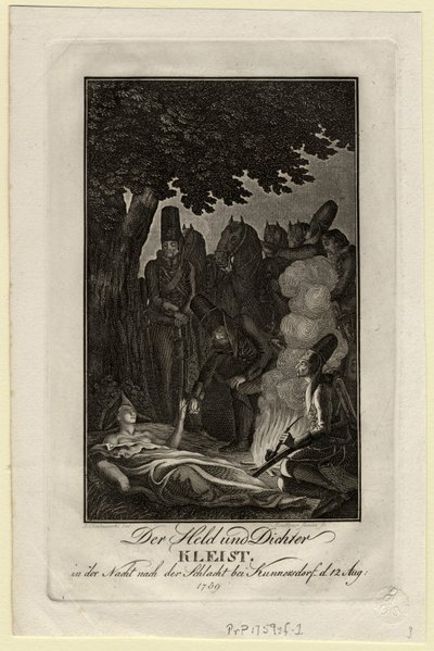 Poeta Ewald von Kleist na batalha de Kunersdorf, em 12 de agosto de 1759, ca 1759 de Daniel Nikolaus Chodowiecki