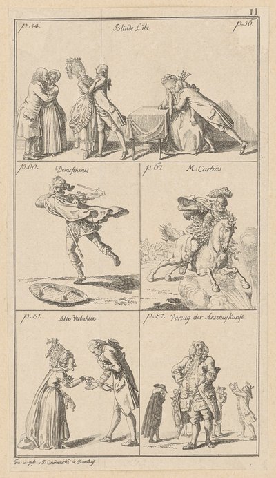 Placa II sobre «Elogio da Loucura», de Erasmo de Daniel Nikolaus Chodowiecki
