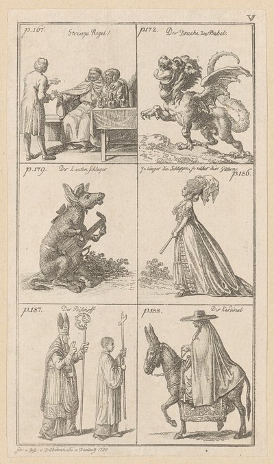Placa V sobre «Elogio da Loucura», de Erasmo de Daniel Nikolaus Chodowiecki