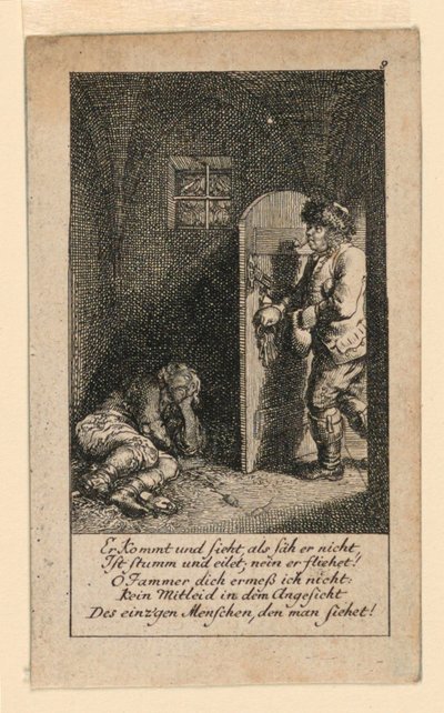 The Jailbird, Ilustração para "Königl: Grosbrit [anische] Genealogischer Kalender auf das 1780 Jahr Lauenberg bey J.G. Berenberg" de Daniel Nikolaus Chodowiecki