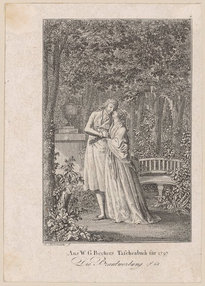 Gravura de frontispício para «O cortejo» de W. G. Becker de Daniel Nikolaus Chodowiecki