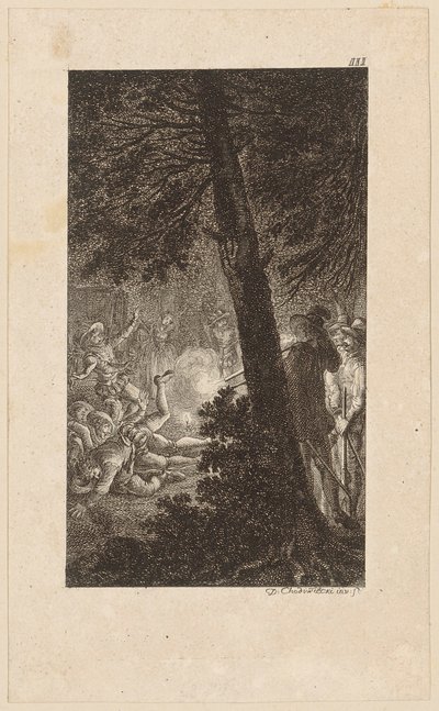 Gravura de cobre da capa de «Gil Blas de Santillana», volume 3 de Daniel Nikolaus Chodowiecki