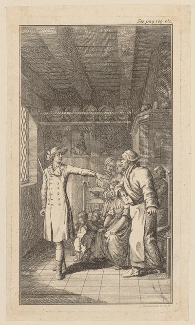 Gravura em cobre da capa da obra «O Vigário de Wakefield», de O. Goldsmith de Daniel Nikolaus Chodowiecki