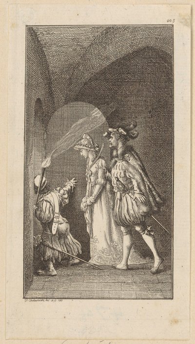 Gravura de frontispício para o romance de cavalaria «O Falcão» de Daniel Nikolaus Chodowiecki