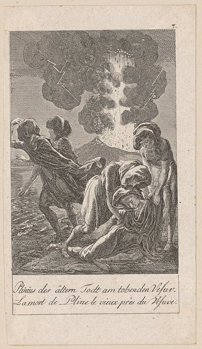 Morte de Plínio, o Velho, estampa 7 da série «História antiga, medieval e moderna» de Daniel Nikolaus Chodowiecki