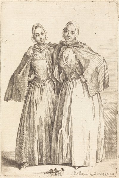 Duas Damas de Pé (Demoiselles Quantin) de Daniel Nikolaus Chodowiecki