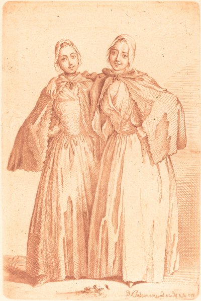 Duas Damas de Pé (Demoiselles Quantin) de Daniel Nikolaus Chodowiecki