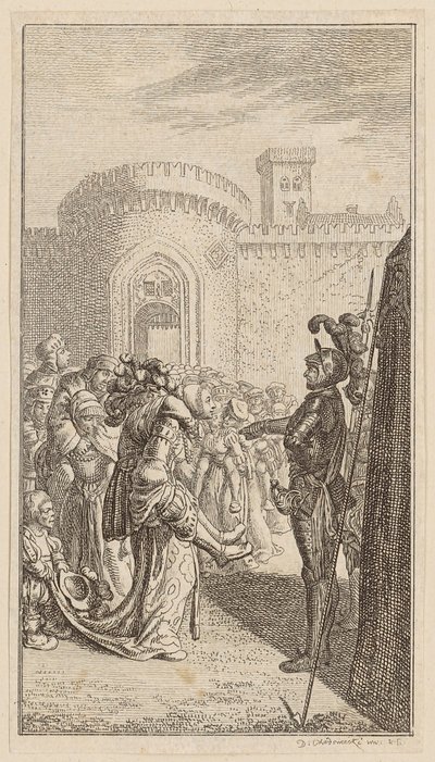 «Mulheres de Weinsberg», página 6 da primeira edição de «Poemas de Gottfried August Bürger» de Daniel Nikolaus Chodowiecki