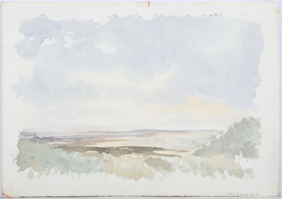 Holy Island, 1893 (lápis e wc no papel) de Daniel Oliver