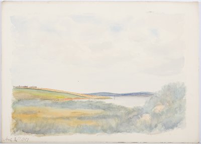 Holy Island, 1897 (lápis e wc no papel) de Daniel Oliver